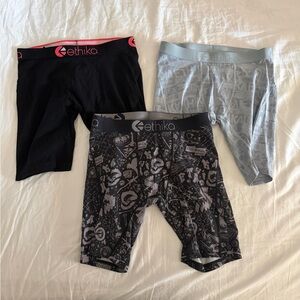 Men’s Ethika Staple Boxers Underwear Set of 3 Lot Medium - Black Grey - Cotton